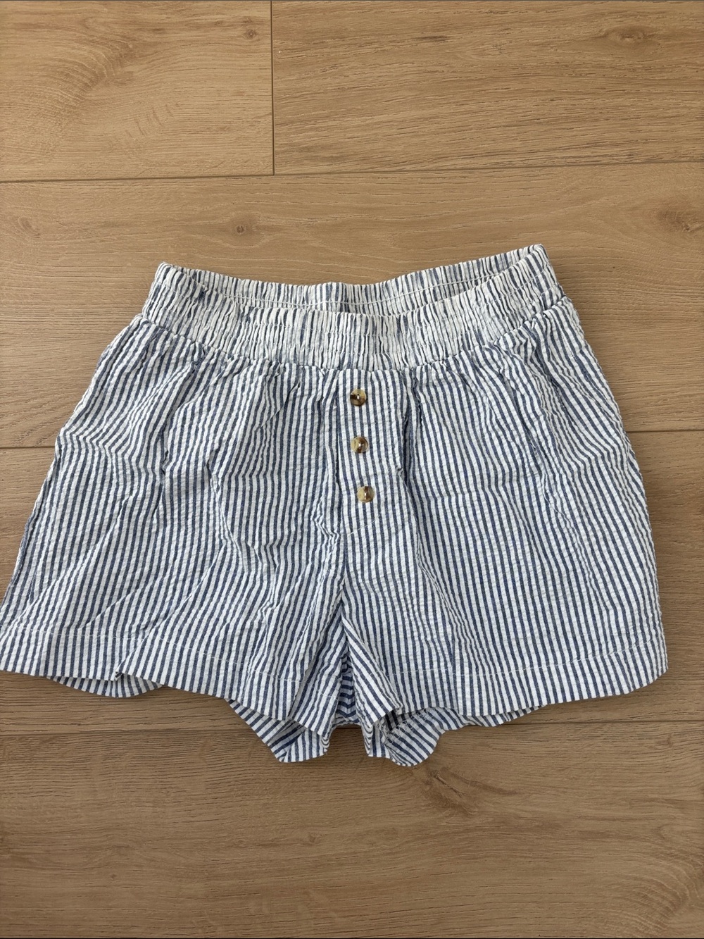 Urban Outfitters Blue and White Striped Women's Shorts